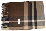 Classic Cashmere Feel Subtle Color Plaid Pattern Scarf