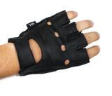 Mighty Reach Perforated Weight Lifting & Motorcycle  Fingerless Leather Glove