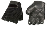 Perforated Weightlifting and CrossFit Fingerless Leather Glove