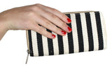 Cotton Textured Stripe Ziparound Cotton Wallet