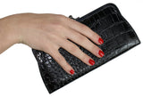 Stylish Crocodile Embossed Leather Ziparound Wallet