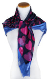Graphic Hearts Satin Style Oversized Square Scarf