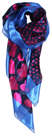 Graphic Hearts Satin Style Oversized Square Scarf