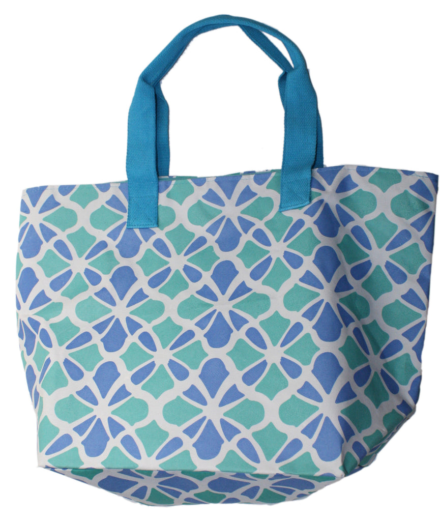 Bright Oversized Beach Tote Bag with Zippered Pocket