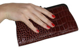 Stylish Crocodile Embossed Leather Ziparound Wallet