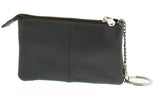 Soft Leather Zippered Coin Purse with Key Rings