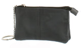 Soft Leather Zippered Coin Purse with Key Rings