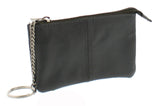 Soft Leather Zippered Coin Purse with Key Rings