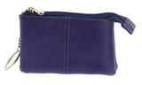 Soft Leather Zippered Coin Purse with Key Rings