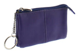 Soft Leather Zippered Coin Purse with Key Rings