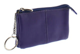 Soft Leather Zippered Coin Purse with Key Rings
