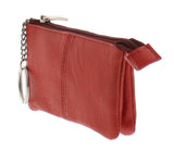 Soft Leather Zippered Coin Purse with Key Rings