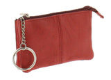 Soft Leather Zippered Coin Purse with Key Rings