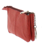 Soft Leather Zippered Coin Purse with Key Rings