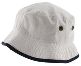 Solid Trim 100% Cotton Bucket Hat with Contrasting Trim
